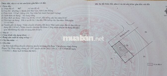Bán đất đẹp ngang 9,7m rộng 222m2, xây nhà vườn ở Phường 2, TP Bảo Lộc