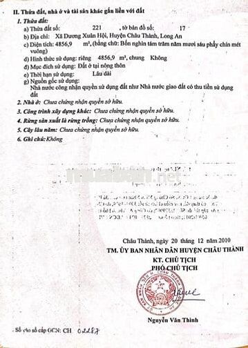 chính chủ bán 4857 m2 đất  Dương Xuân Hội, Châu Thành, Long An.