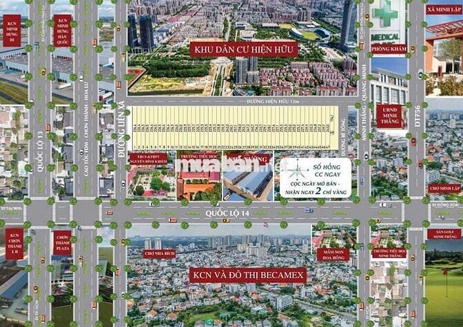 CẦN BÁN 15 NỀN, DT; 250-500M2, ĐẤT THỔ CƯ Ở CHƠN THÀNH, BÌNH PHƯỚC