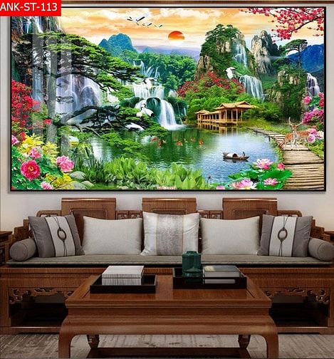 Tranh gạch 3d - gạch tranh 3d trang trí phòng khách - CVX55
