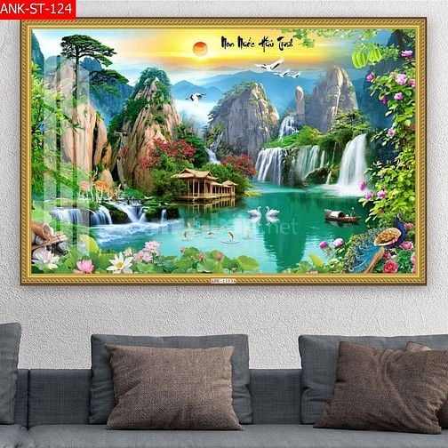 Tranh gạch 3d - gạch tranh 3d trang trí phòng khách - CVX55