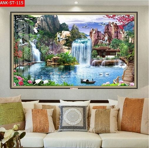 Tranh gạch 3d - gạch tranh 3d trang trí phòng khách - CVX55