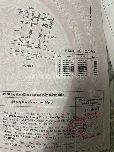 Nhà 4 x 10,5 nở hậu chử L đúc 1 trệt 1 lầu đường số 2 p16 gò vấp 