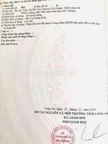 Bán gấp đất ẤP Lộc tiền-đất LUA quy hoạch ONT , đường xe máy