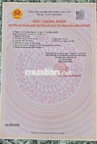 Đất gần VinCom Dĩ An, P An Phú, Tp Thuận An