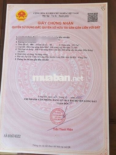 🌈🌈ĐẤT CHÍNH CHỦ MẶT TIỀN TRỤC CHÍNH XÃ ĐẤT ĐỎ - TP HCM.

⚡️Dt: 152m2
