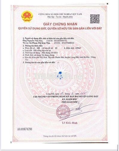 Vị trí ngay đường tl44b - đường nhựa rộng 8m xã Phước Hải ,BRVT
