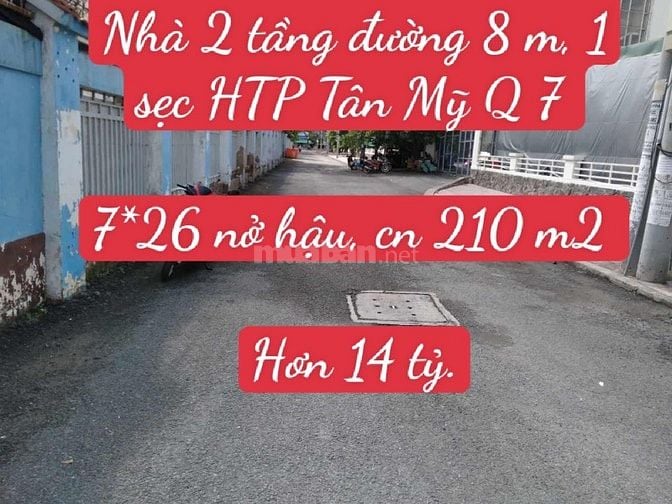 Nhà 2 tầng đường 8 m, 1 sẹc HTP Quận 7. 7*27 nở hậu, hơn 14 tỷ.
