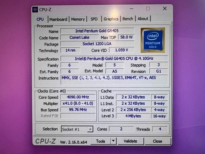 PC văn phòng Intel G6405 main H510 ram 8G SSD 128G