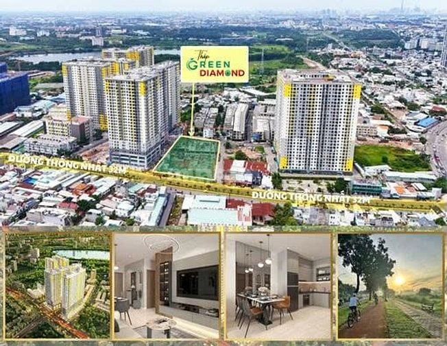 Căn hộ chung cư Green Diamond, 52.7m2, 2pn 2wc tại Đại Lộ Thống Nhất