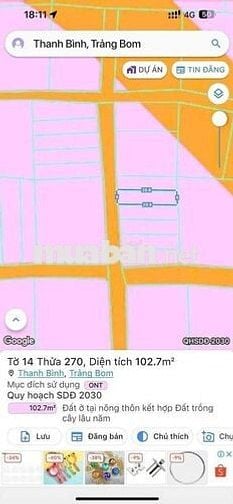 5X20 THỔ CƯ, XÃ THANH BÌNH TRẢNG BOM GẦN HƯƠNG LỘ 24