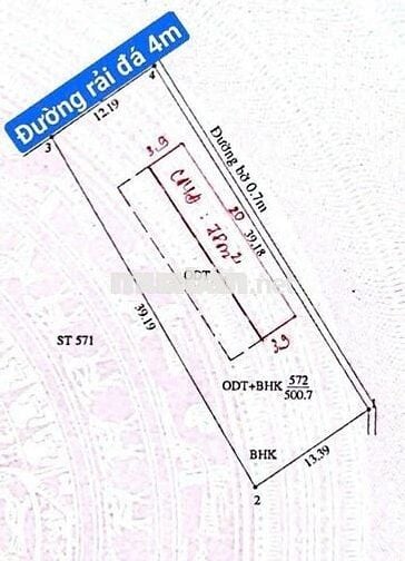 ĐẤT HIỆP AN – TDM  DT: 12 x 40m (nở hậu 13,39m) = 500m²