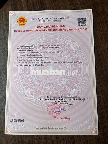 Cần bán gấp lô đất view biển Bình Thuận 150k/m2
