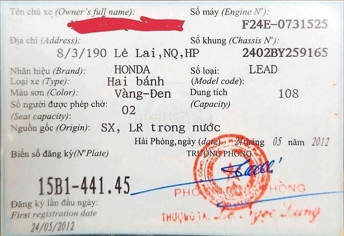 Bán xe Honda Lead 110cc Fi đời 2012, chính chủ