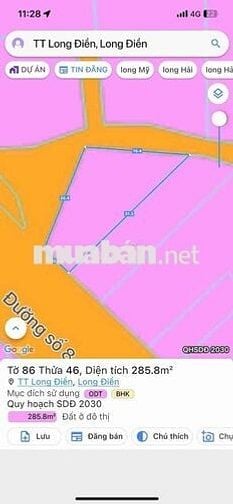 CHÍNH CHỦ GỬI BÁN LÔ ĐẤT MẶT TIỀN ĐƯỜNG SỐ 8 : thị trấn long điền