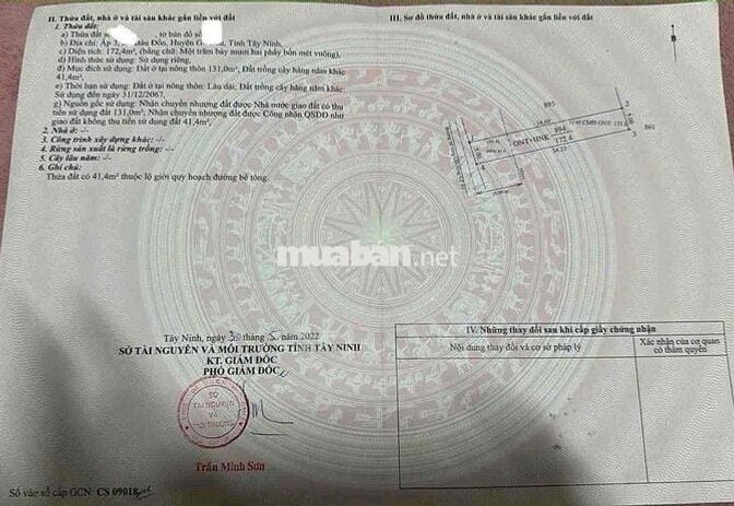 BÁN ĐẤT GẦN TRƯỜNG TIỂU HỌC BÀU ĐỒN - GÒ DẦU