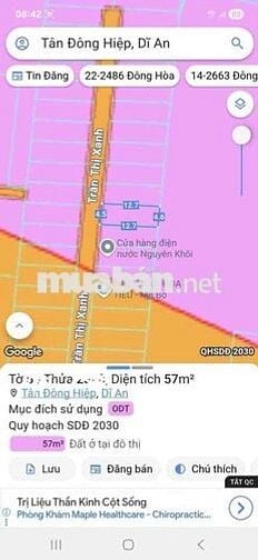 bán lo đất  phường dĩ an dt 57m2 giá tốt