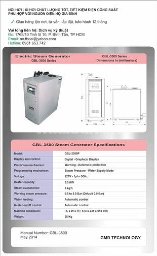 Nồi hơi- Ủi hơi GBL- NAOMOTO (Italya) 