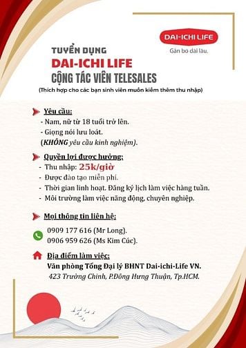 CẦN TUYỂN 05 CTV TELESALE + 05 NV KINH DOANH - LÀM VIỆC TẠI Q12