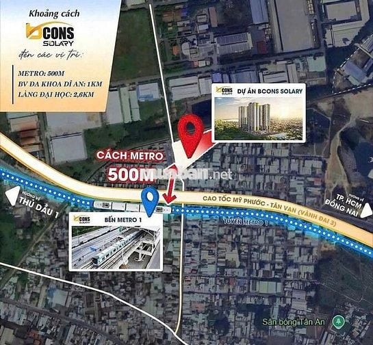 Bcons Solary, liền kề Metro, 3 tầng TTTM ngay dưới nhà căn 2PN,