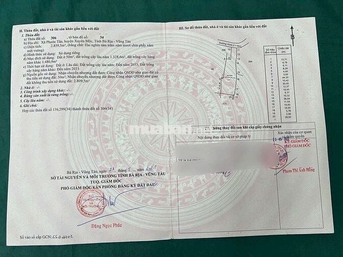 NHÀ VƯỜN XÃ XUYÊN MỘC - TP HCM GẦN BIỂN HỒ TRÀM -/22×114-/ 3200mv