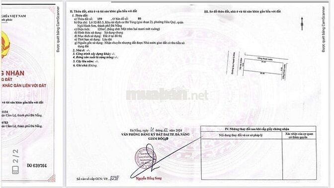 Bán đất 120m2 (6x20) đường Trung Hoà 1- Hoà Quý- Ngũ Hành Sơn