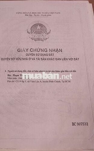 Đất nền ngay Trạm cấp nước Vĩnh Lộc