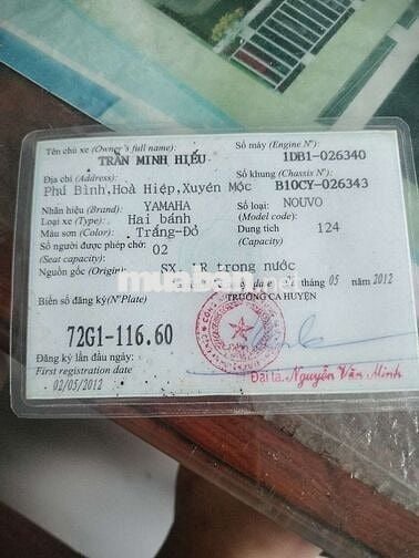 Yamaha Nouvo 5 giấy tờ đầy đủ