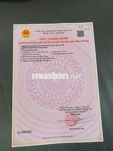 KẸT TIỀN CẦN BÁN lô đất  thổ cư gần Tdc MỸ BÌNH- PHAN RANG THÁP CHÀM.