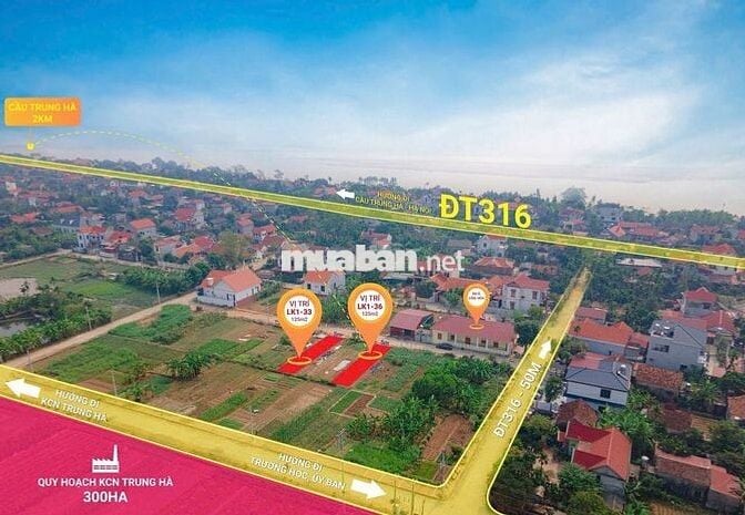 Chính chủ cần bán 2 lô đất đấu giá giáp khu CN Trung Hà, Ba Vì-Hà Nội