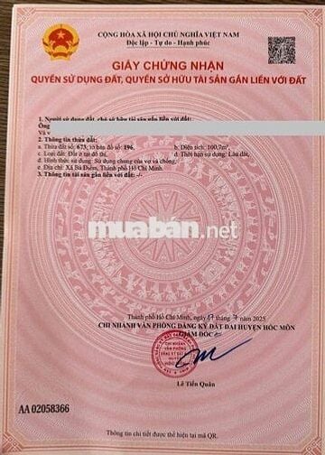 🔥ĐẤT MT Nhựa 12m Thông-5X20m-1 Xẹc Phan Văn Hớn Vào 80m