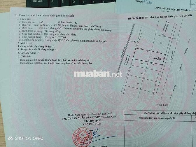 Bán lô đất mặt tiền đường quốc lộ 1a gần ngã ba xuống Cảng Cà Ná