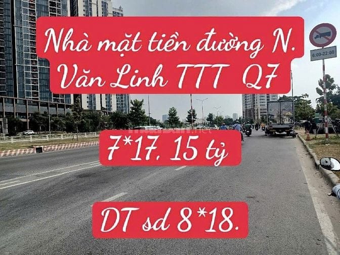 Nhà mặt tiền đường Nguyễn Văn Linh TT Tây Quận 7. 7*17 chỉ 15 tỷ. Vỉa 