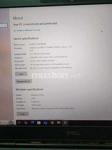 Bán Dell Precision 7550 – i7/32GB/1TB/T2000 , cá nhân bán máy