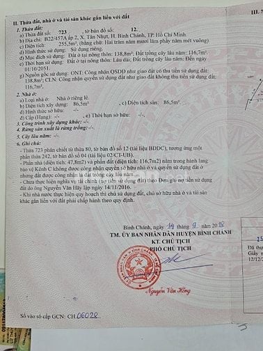 Bán Nhà xưởng Mặt Tiền đường Kênh C ( đất thổ cư) - DT; 255.5m2
