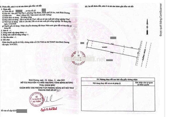 Đất gần ngã Tư Chiêu, P Tân Bình, Tp Dĩ An.