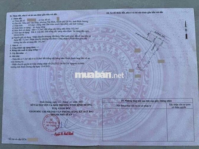 Đất 215m2 khu du lịch Hố Lang, phường Tân Bình, Tp Dĩ An