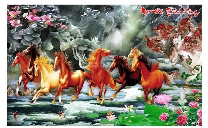tranh gạch 3d phong thủy mã đáo thành công - VCX4