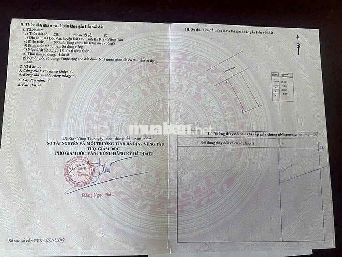CHUYỂN NHƯỢNG NỀN ĐẤT 400M2 NGAY TRUNG TÂM LỘC AN  BRVT CHỈ 960TR
