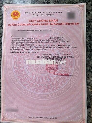 BÁN ĐẤT (5x27) ĐƯỜNG NHỰA THÔNG GẦN NHÀ THỜ LÁI THIÊU
