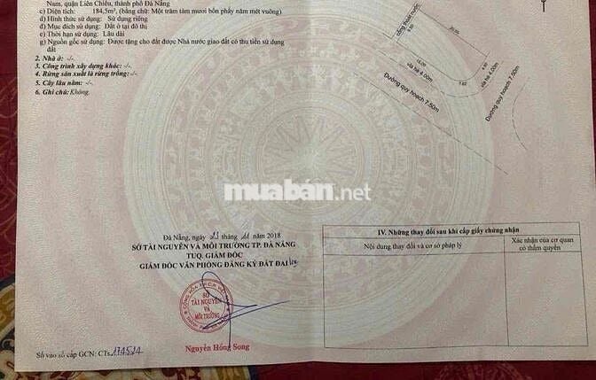 bán đất hai mặt tiền 184,5m2 đường 7,5m khu 532 khánh an