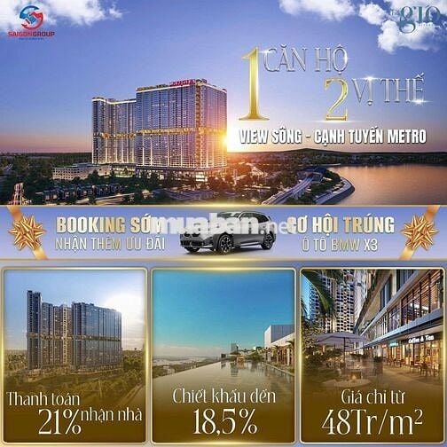 The Gió Riverside, căn hộ 65m2 2PN, 2WC, Thành phố Dĩ An, Bình Dương