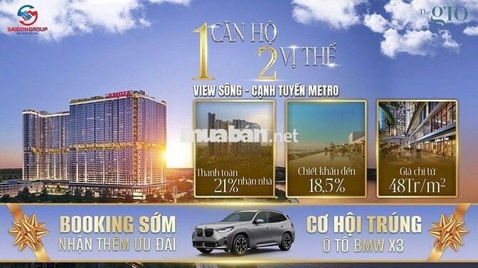 The Gió Riverside, căn hộ 65m2 2PN, 2WC, Thành phố Dĩ An, Bình Dương