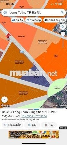 Cần bán 328m2 đất thổ cư mt đường CMT8-ĐT44 phường Bà Rịa-Tphcm
