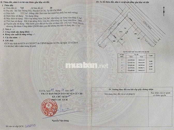 Tôi Bán Lô Góc 2 MT đường số 9 Tân Thông Hội Củ Chi. Giá 2ty630/220m2