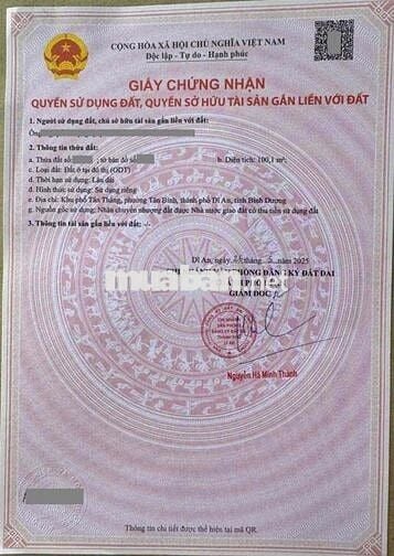 Đất mặt tiền Kinh doanh khu Biconsi, P Tân Bình, Tp Dĩ An.