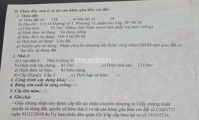📢 CHÍNH CHỦ CẦN BÁN NHÀ ĐẸP – ĐƯỜNG SỐ 1, P13, GÒ VẤP