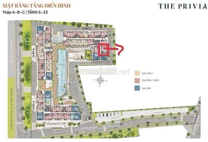 Căn hộ 2PN+ The Privia full thuế phí