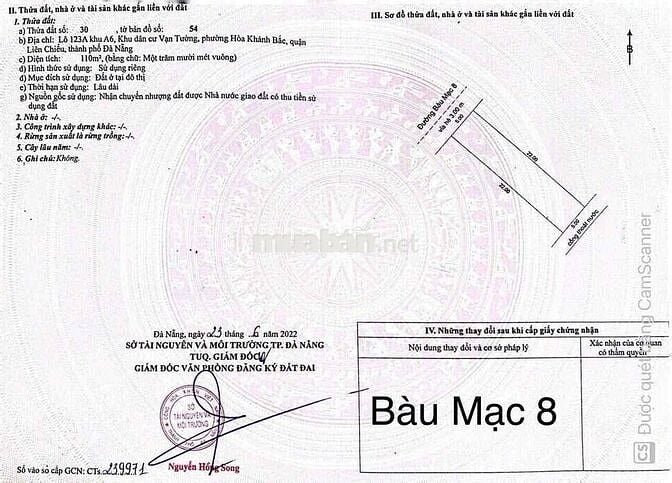 Bán 2 lô đất đường Bàu Mạc 6 và Bàu Mạc 8