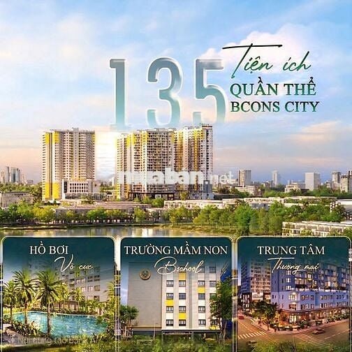 CẦN BÁN GẤP CH BCONS CITY NẰM TRONG LÀNG ĐẠI HỌC_ 2PN,2WC_53M2_2T3